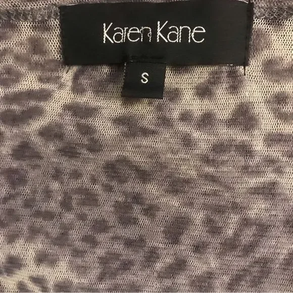 KAREN KANE Top Animal Print Long Sleeves Sheer Size S - Picture 3 of 5